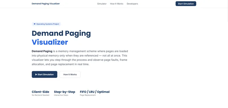 Demand Paging Visualizer landing page