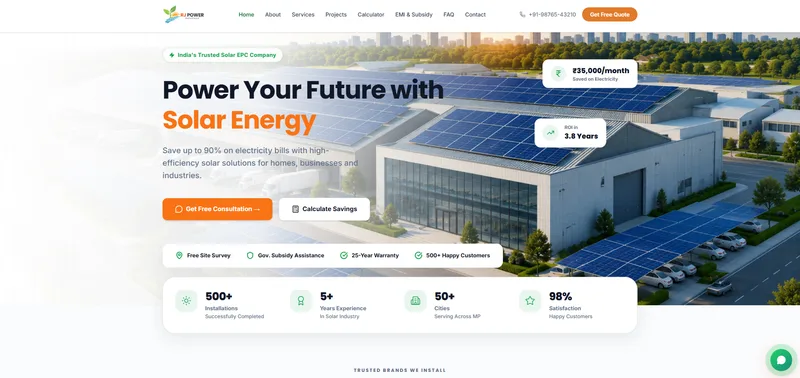 RJ Power Solutions website hero